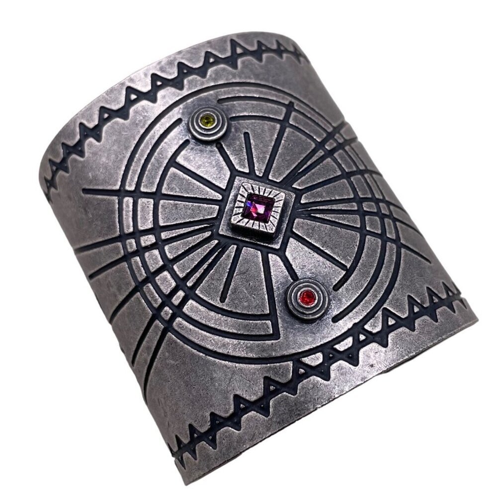 Patricia Locke Silver toned Aztec? Retired VERY RARE Cuff Bracelet NWOT